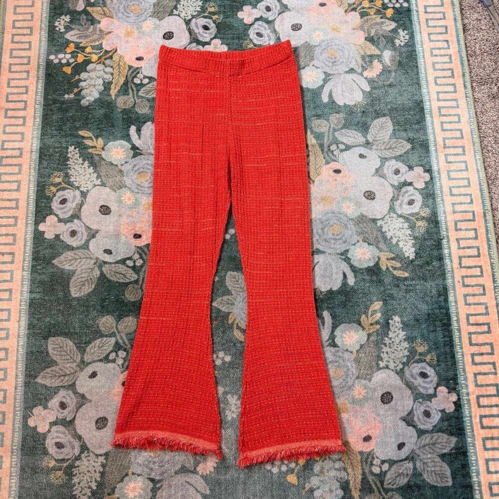 Zara Orange Textured Knit Flare Pants - Picture 14 of 15